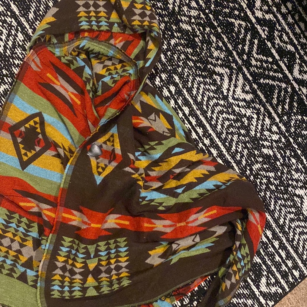 Boho tribal poncho with hood- great condition!